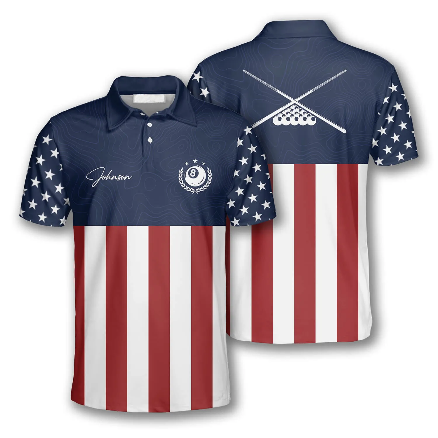 3D All Over Pint Billiard American Flag Navy Custom Billiard Shirts for Men, Flag Shirt, Billiard Shirt