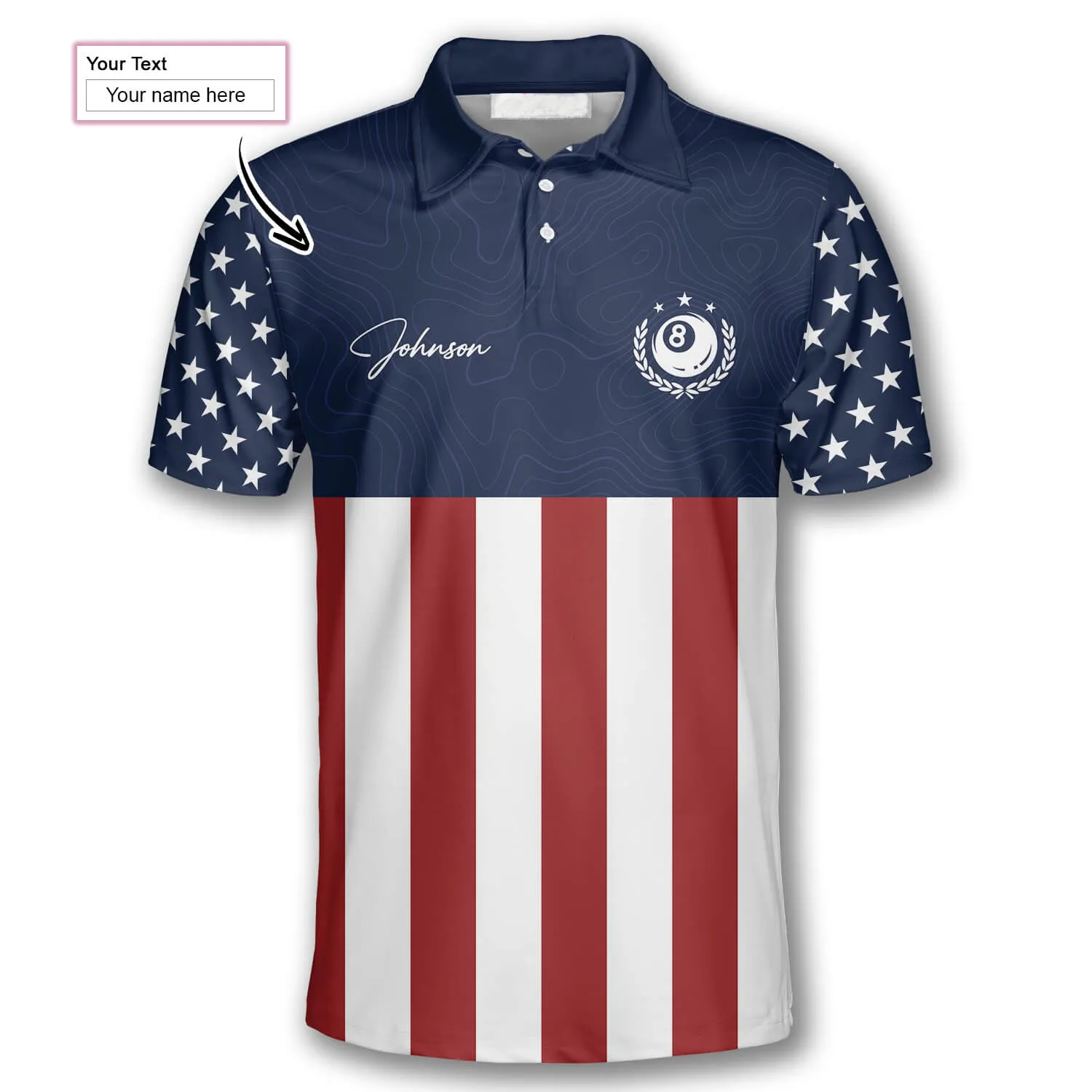 3D All Over Pint Billiard American Flag Navy Custom Billiard Shirts for Men, Flag Shirt, Billiard Shirt