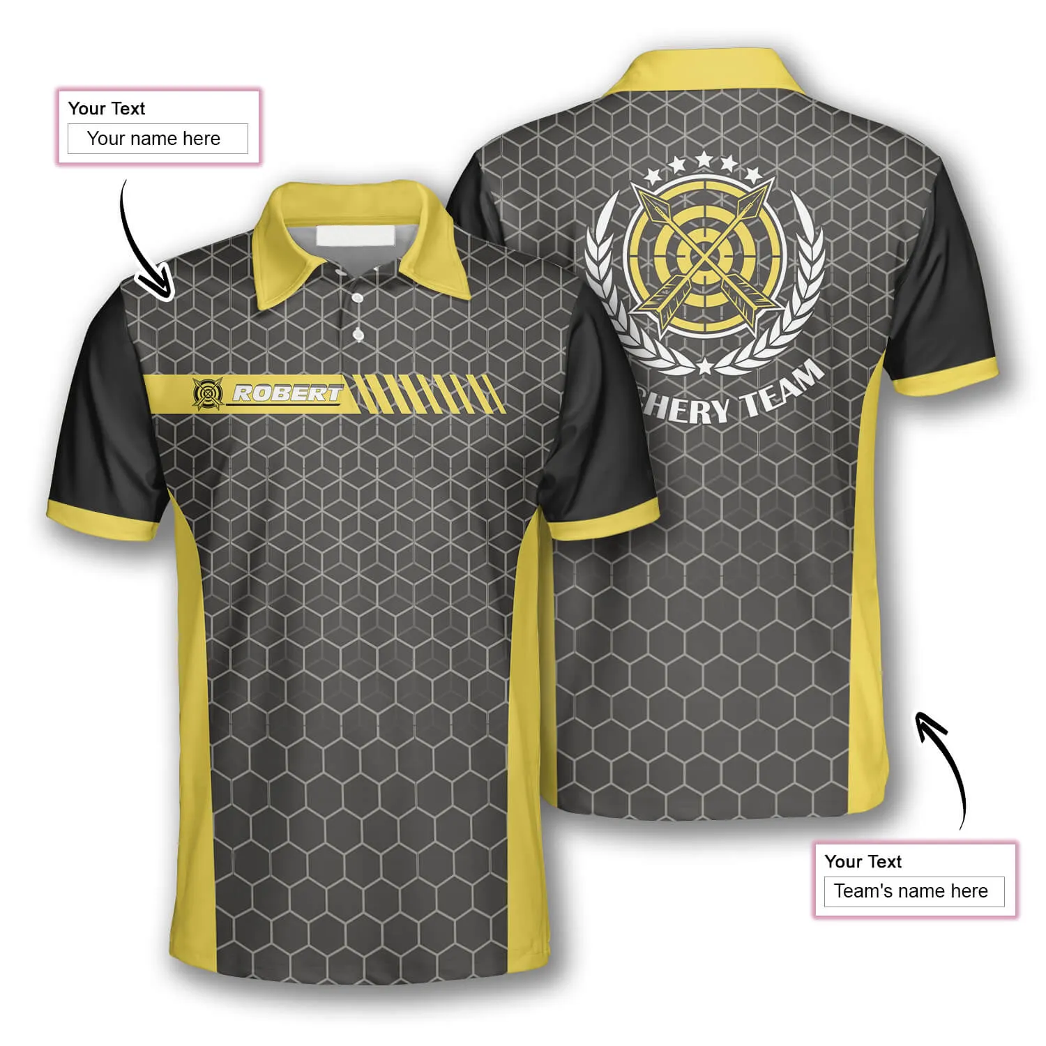 3D All Over Print Archery Honeycomb Pattern Emblem Custom Archery Shirts for Men