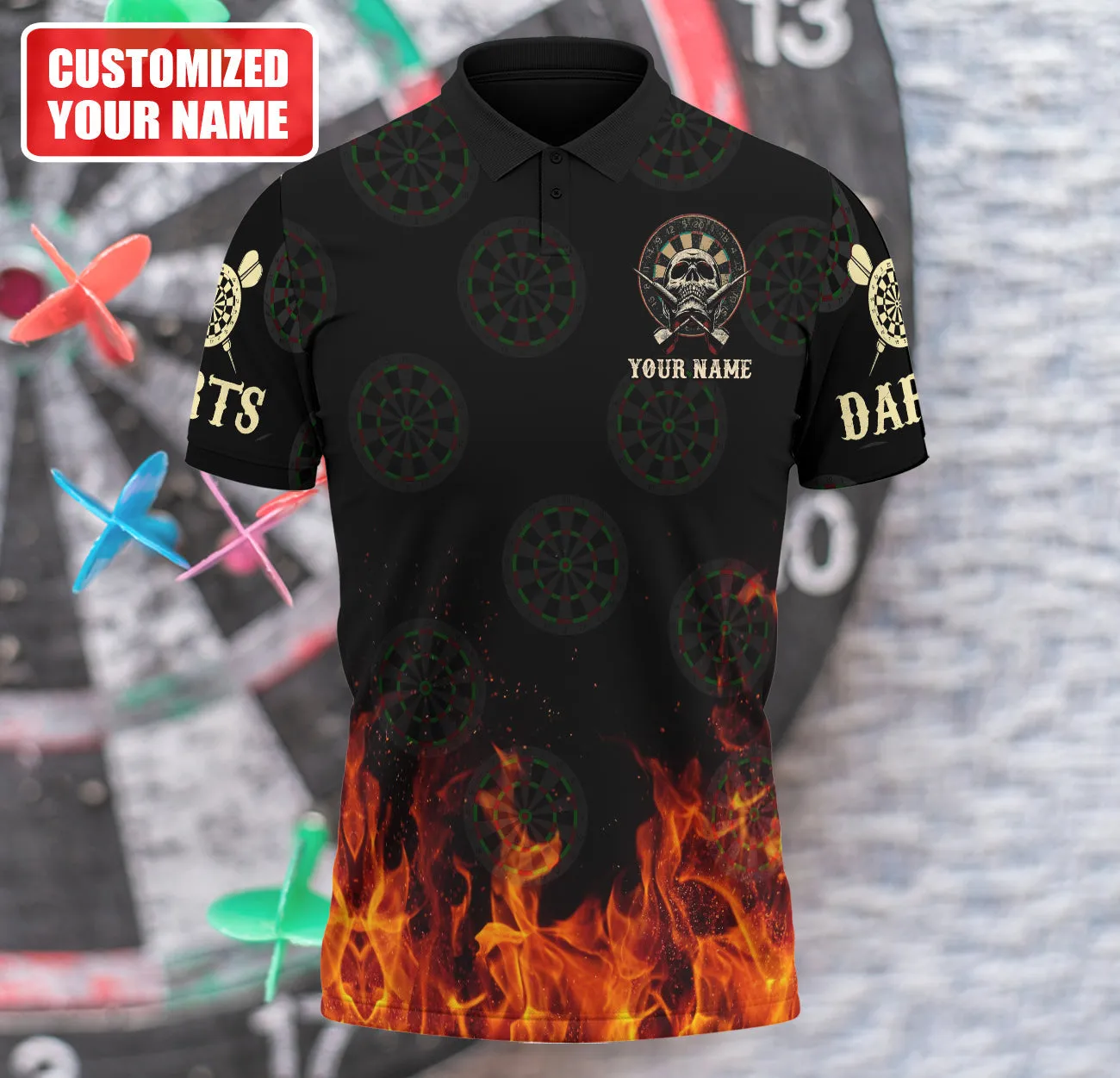 3D All Over Print The Death Do Us Dart Fire Polo Shirt, Custom Name Dart Player, Dart Shirt