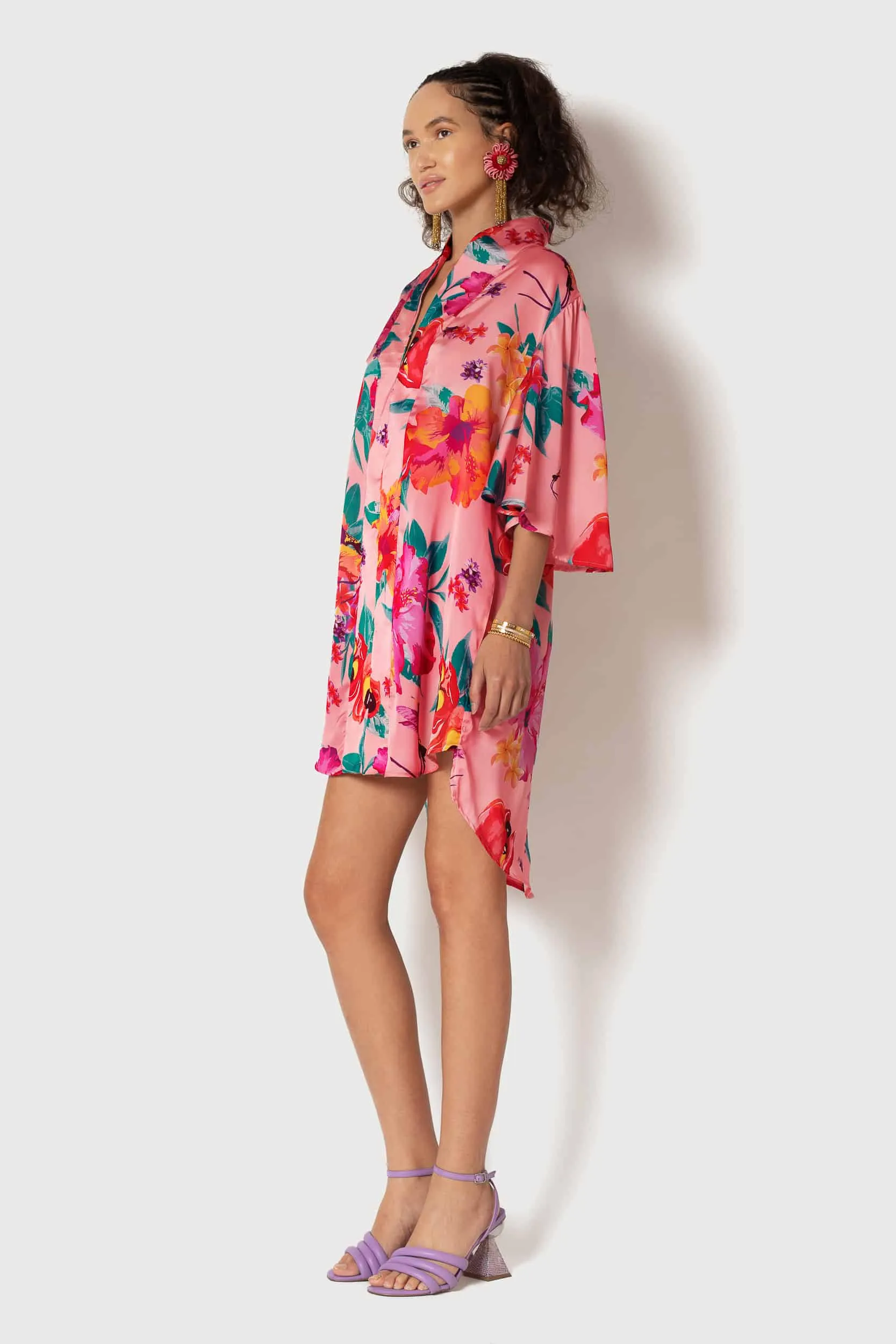 Ackee Print Fan Sleeve Dress