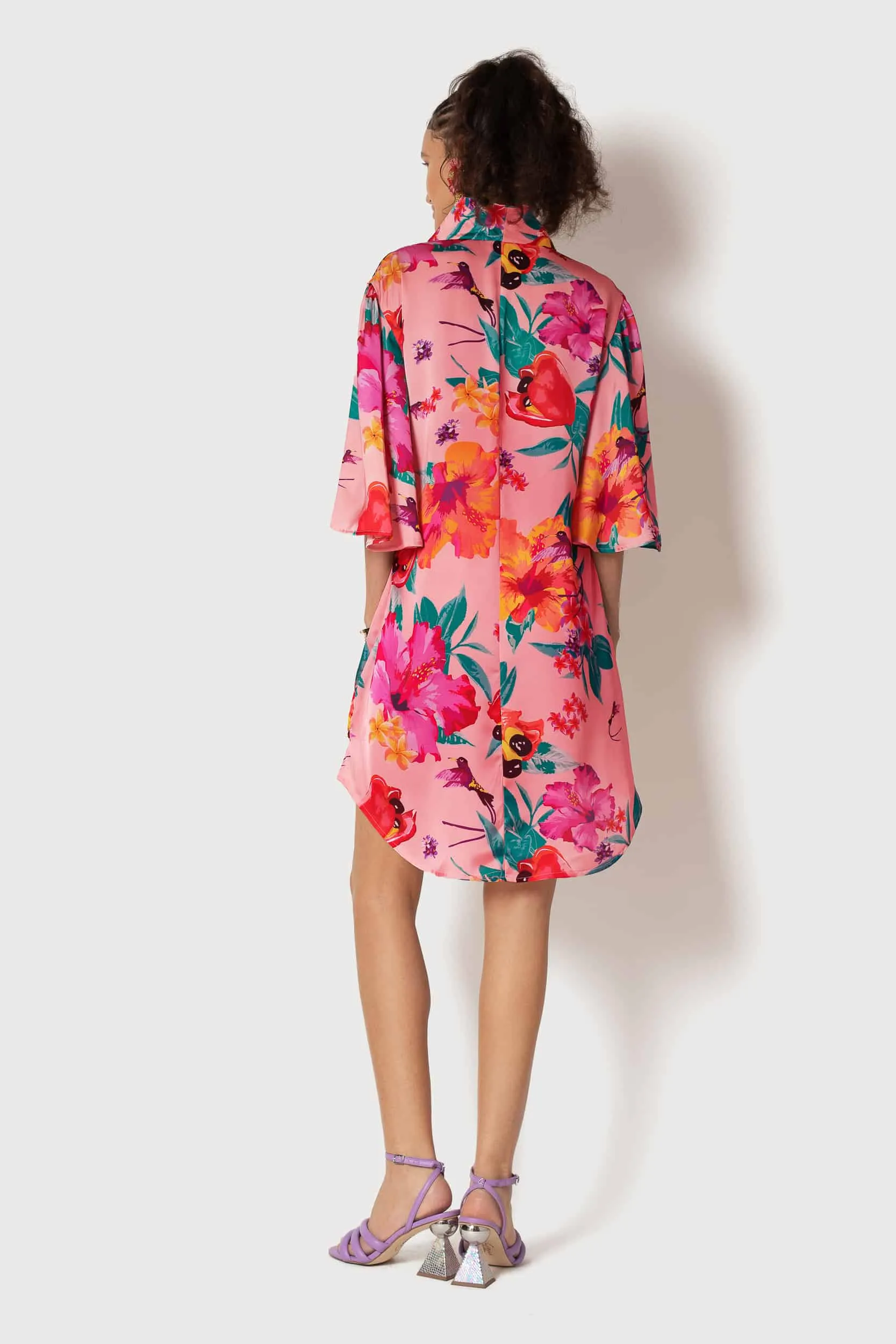 Ackee Print Fan Sleeve Dress