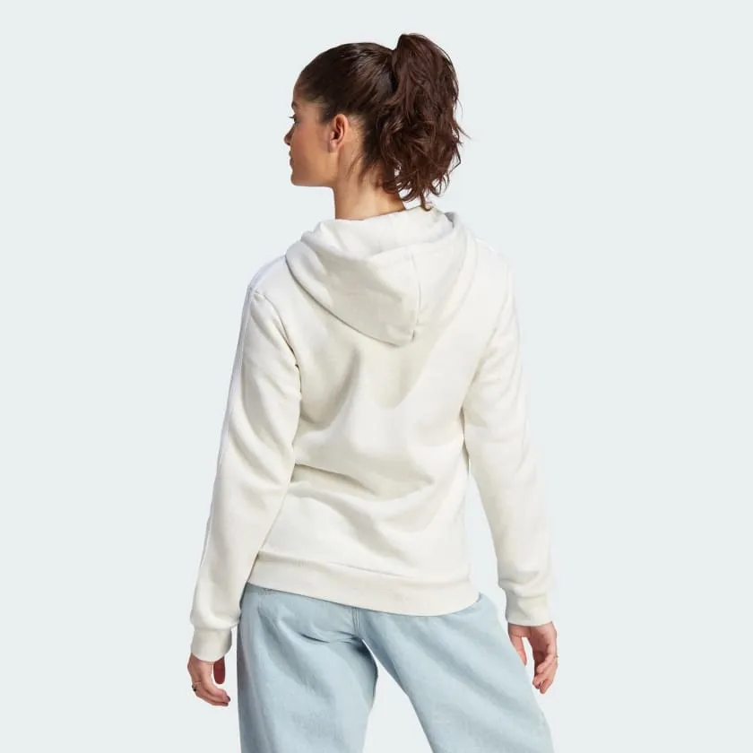 ADIDAS ESSENTIALS 3-STRIPES FULL-ZIP FLEECE HOODIE - OFF WHITE