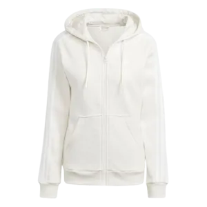 ADIDAS ESSENTIALS 3-STRIPES FULL-ZIP FLEECE HOODIE - OFF WHITE