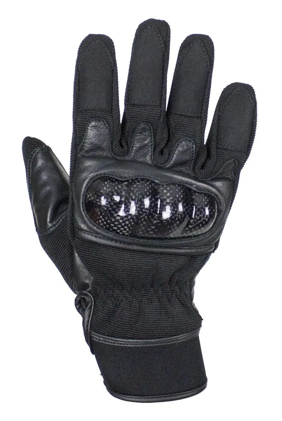 All Black Leather Motorcycle Gloves, GLZ108-BLK-DL