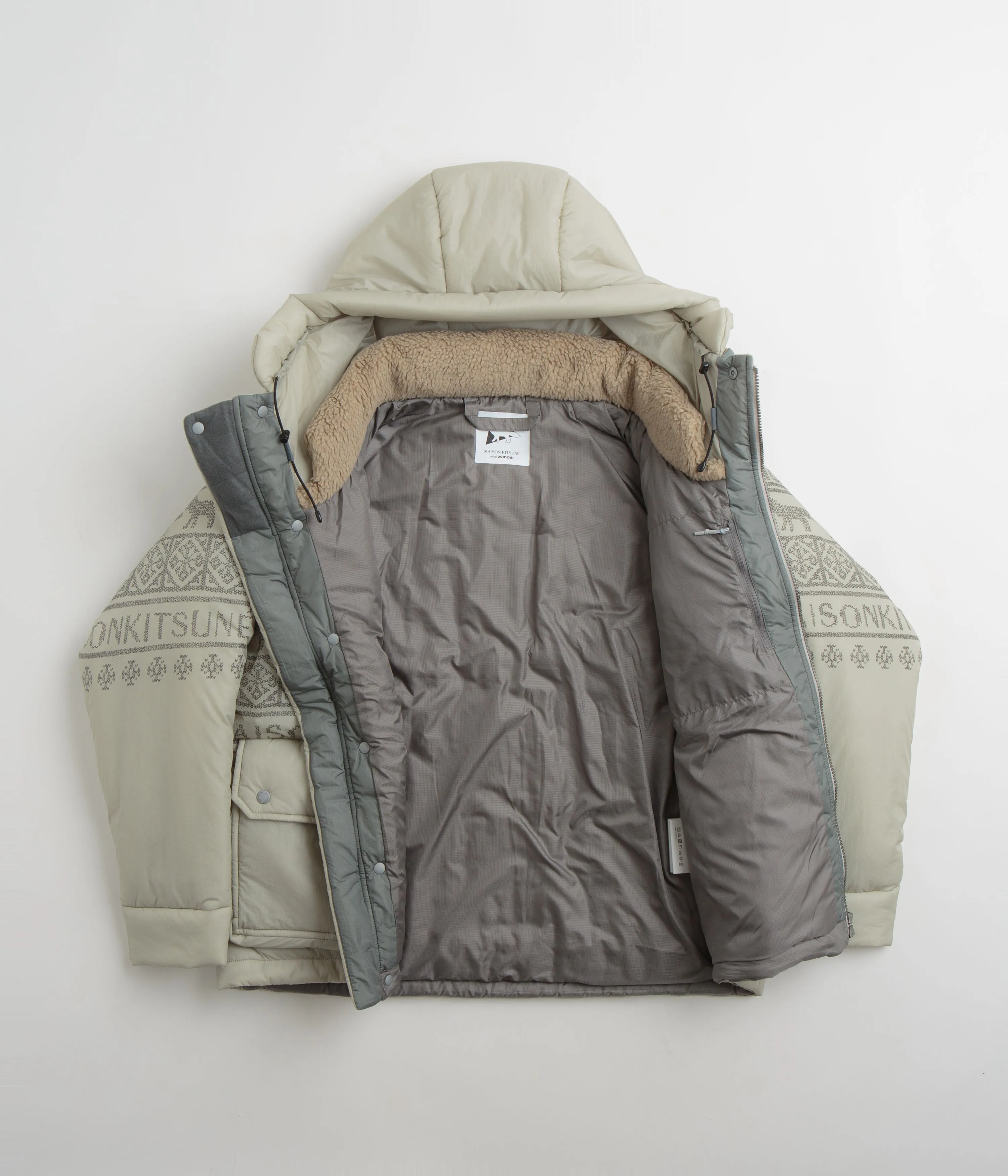 and wander x Maison Kitsune Nordic Border Insulation Jacket - Light Beige