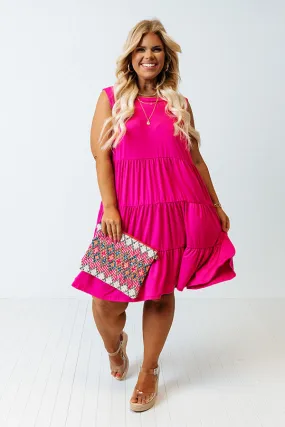 Apple Spiced Wishes Babydoll Dress In Hot Pink Curves