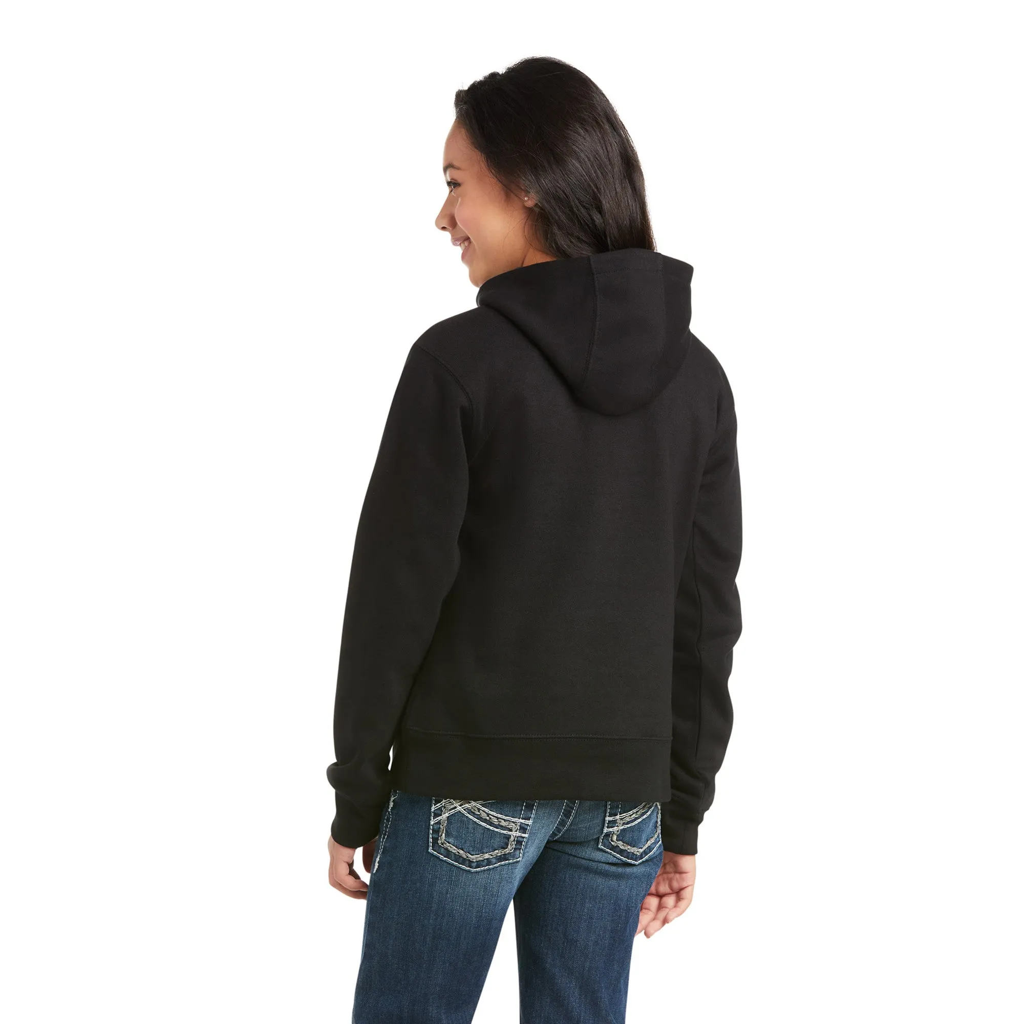 Ariat Girl's R.E.A.L. Black Chest Logo Hoodie 10037731