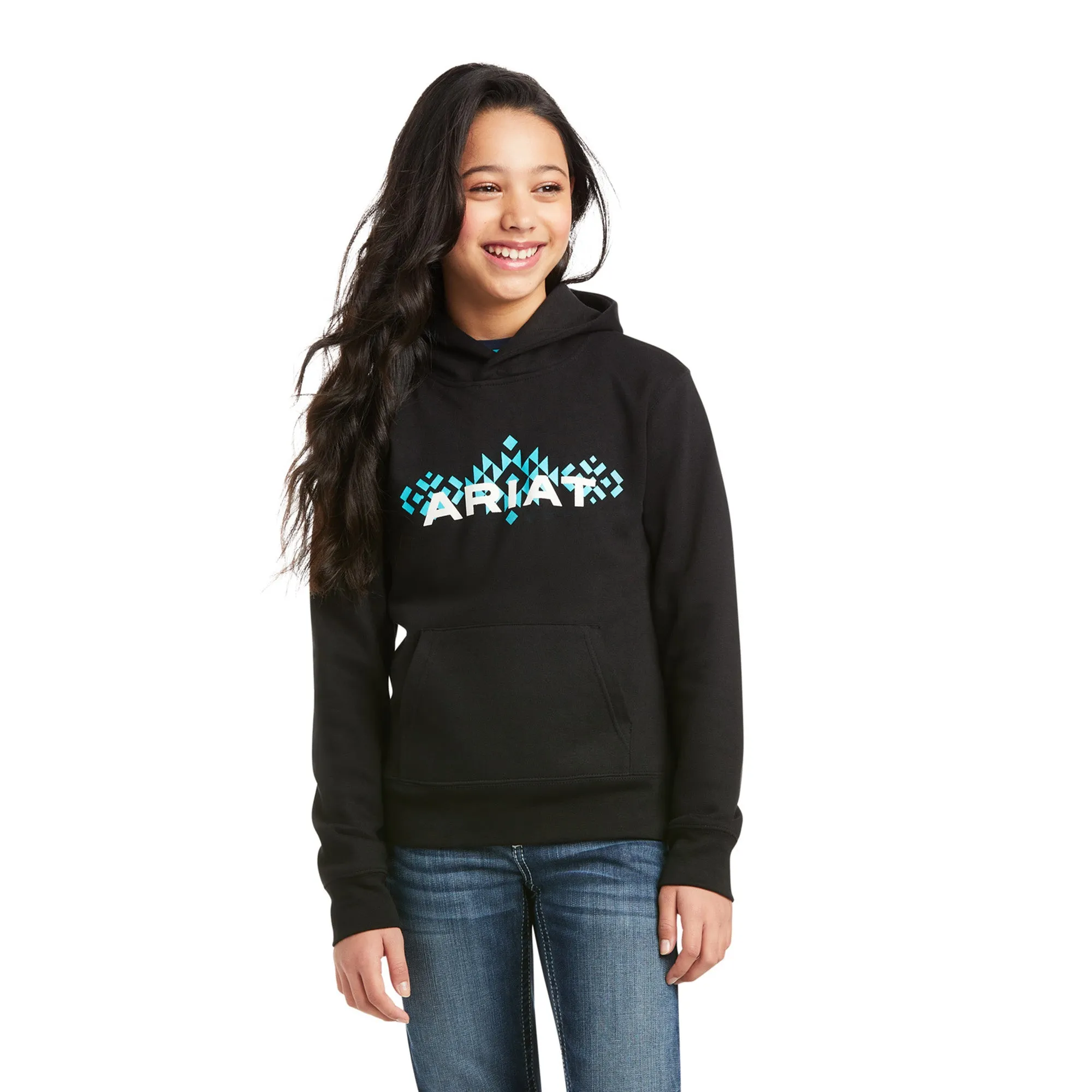 Ariat Girl's R.E.A.L. Black Chest Logo Hoodie 10037731