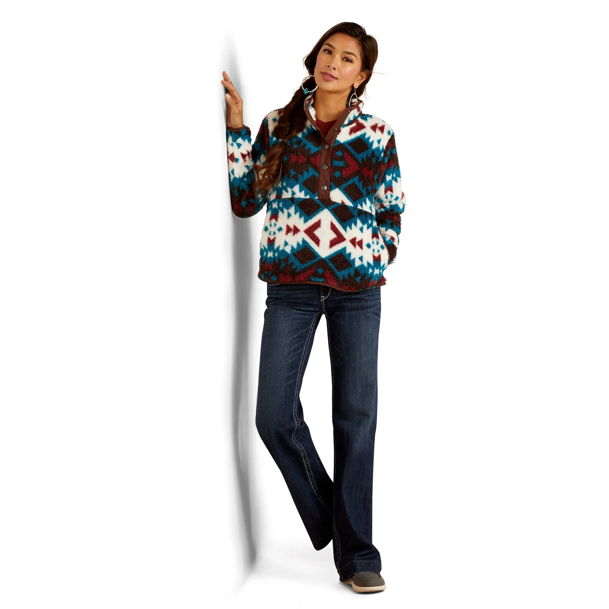 Ariat Ladies Berber Snap Front Plainsview Print Sweatshirt 10046253