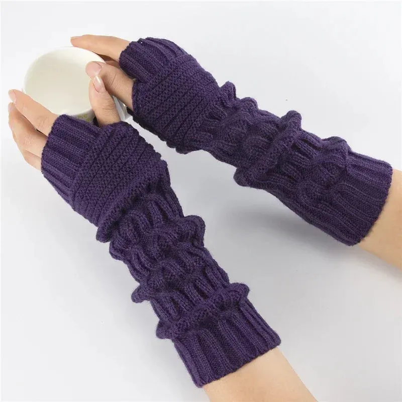 Arm Warmer Fingerless Mitten Gloves