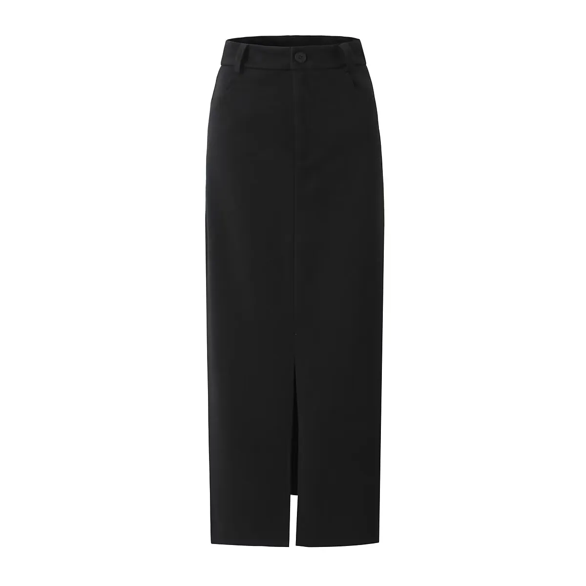 Autumn Winter High Waist Casual Solid Color Wool Skirt Hip Casual All Matching Mid Length Skirt Slit Hemline