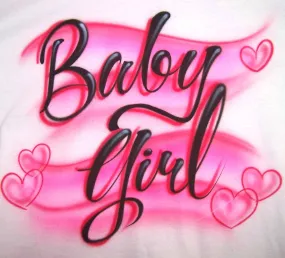 Baby Girl with Hearts Airbrushed Tee or Sweatshirt