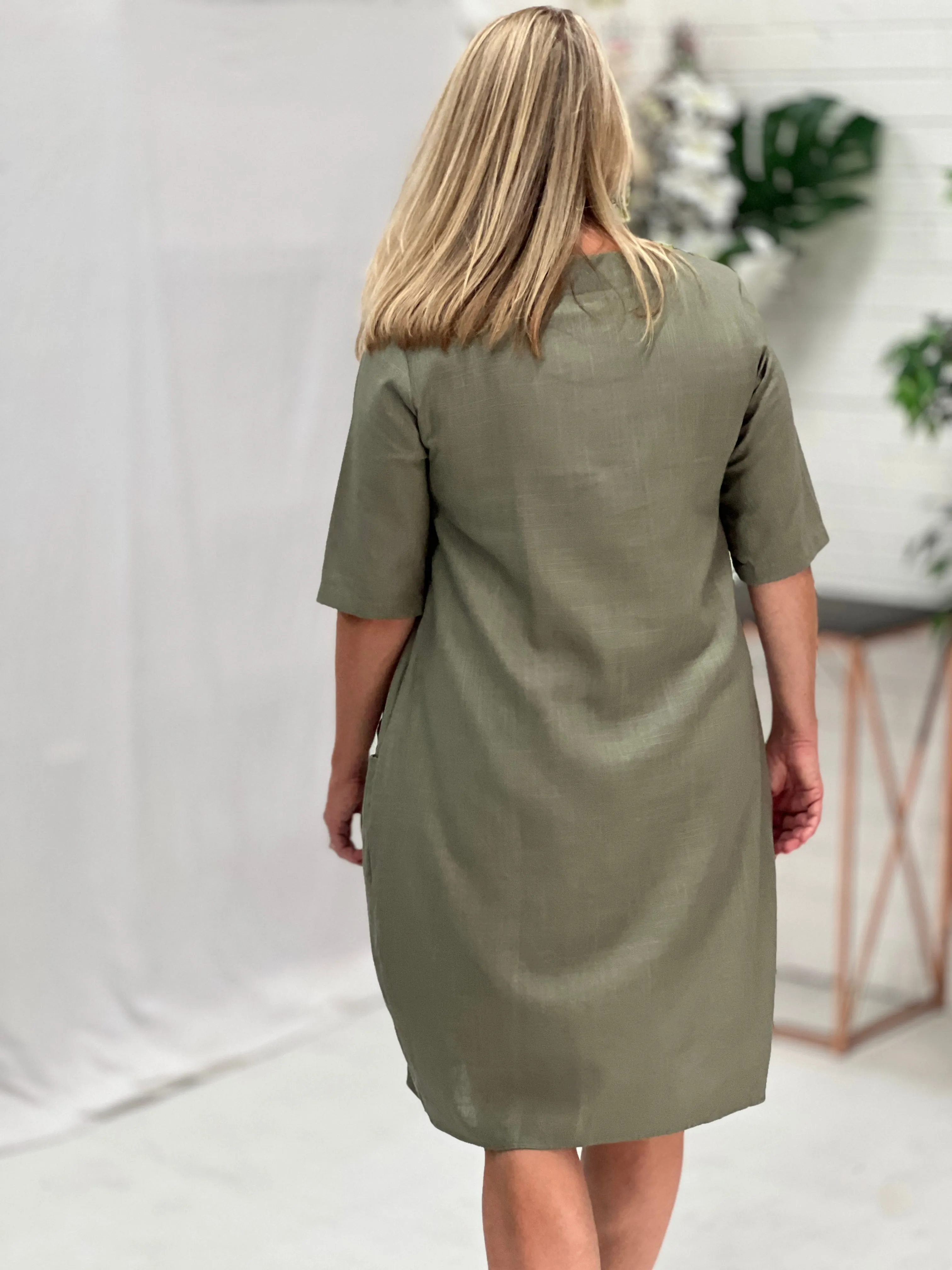 Bailee Sage Linen Dress