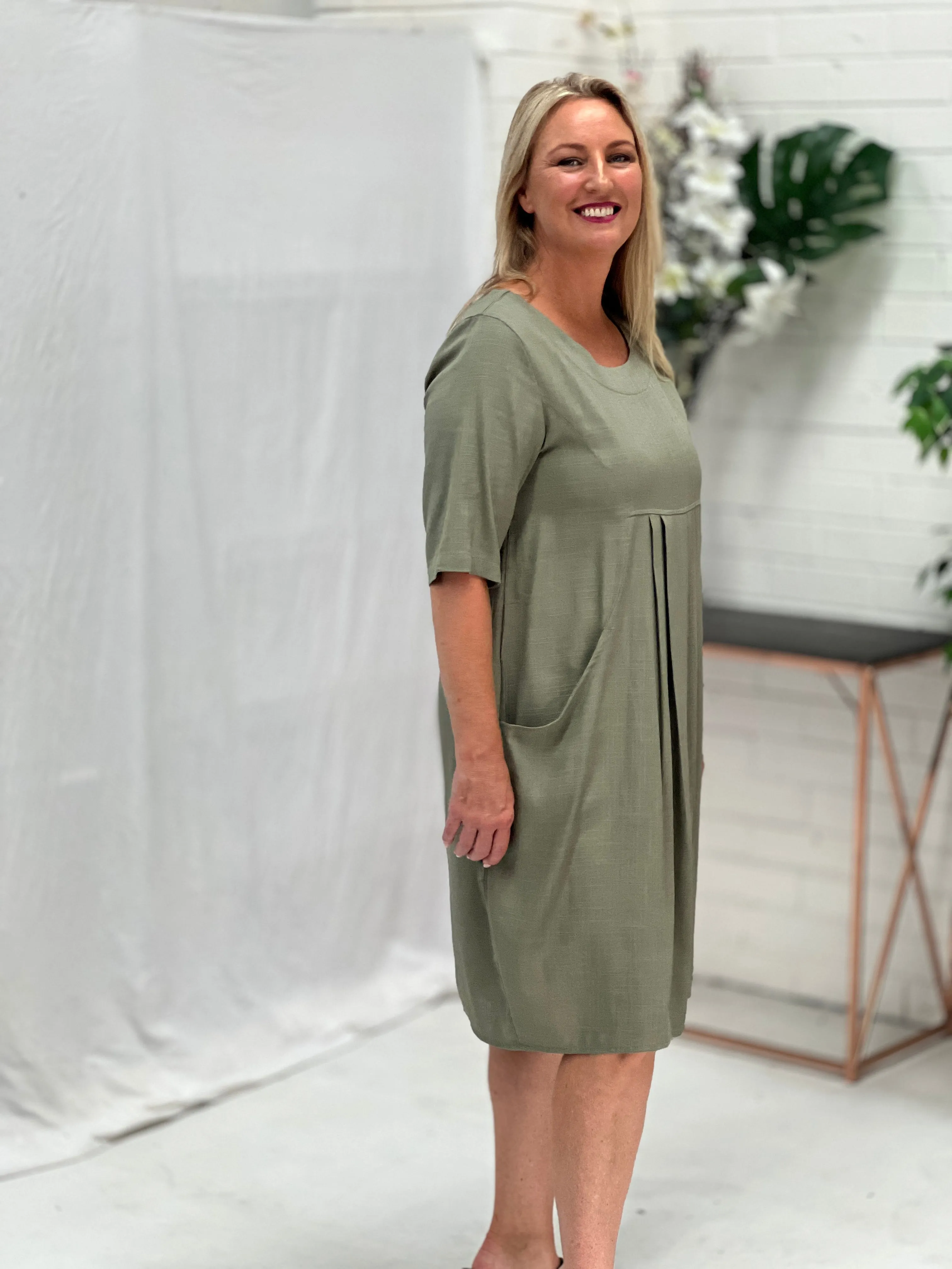 Bailee Sage Linen Dress