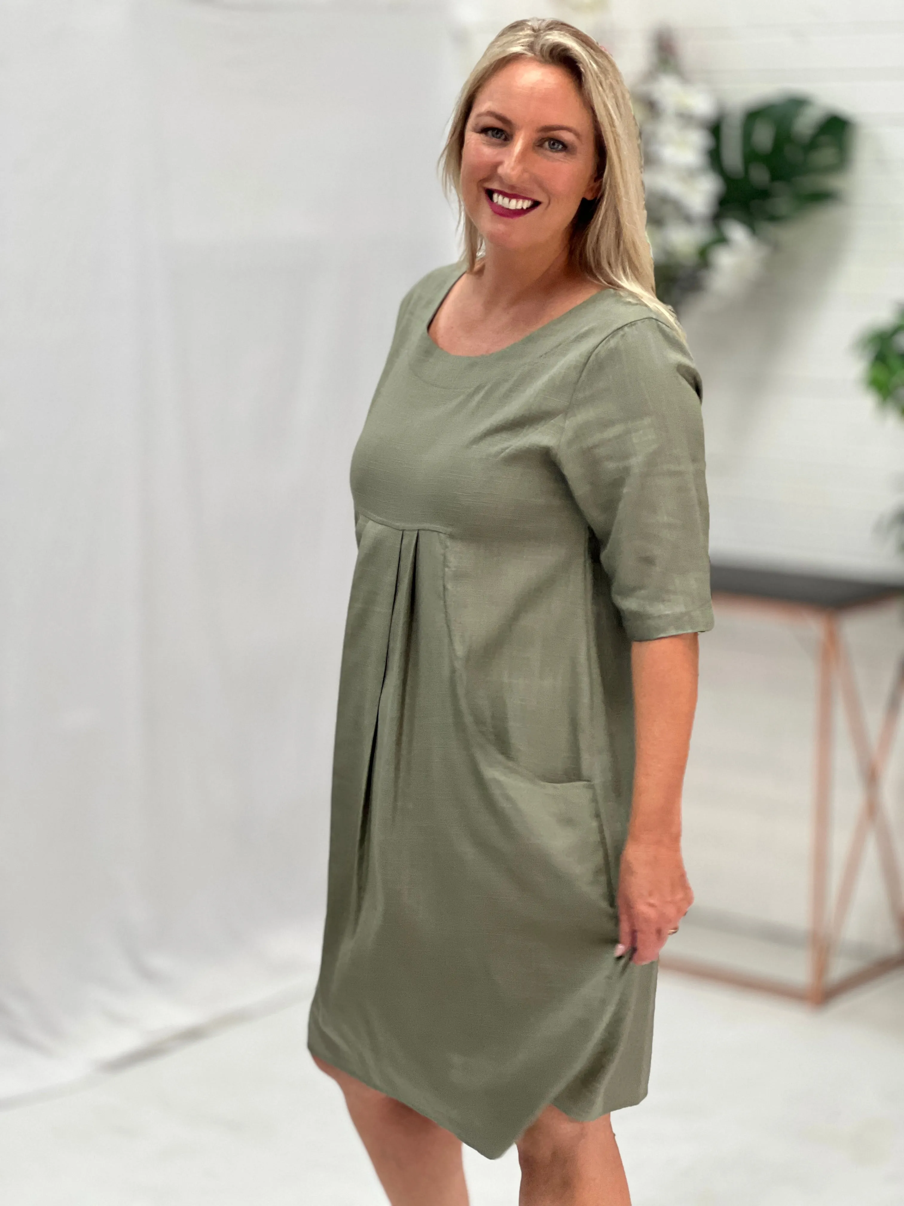 Bailee Sage Linen Dress