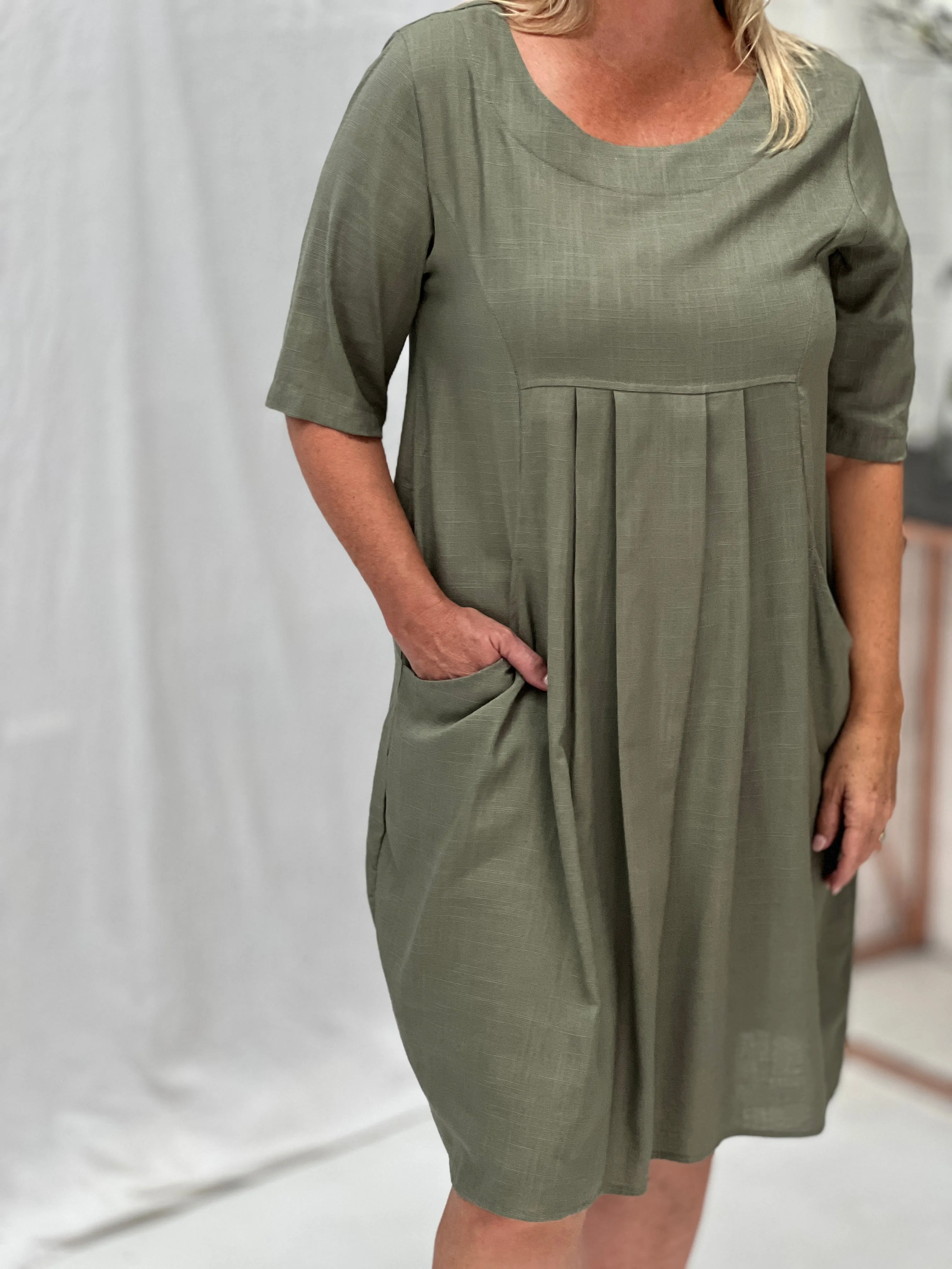 Bailee Sage Linen Dress