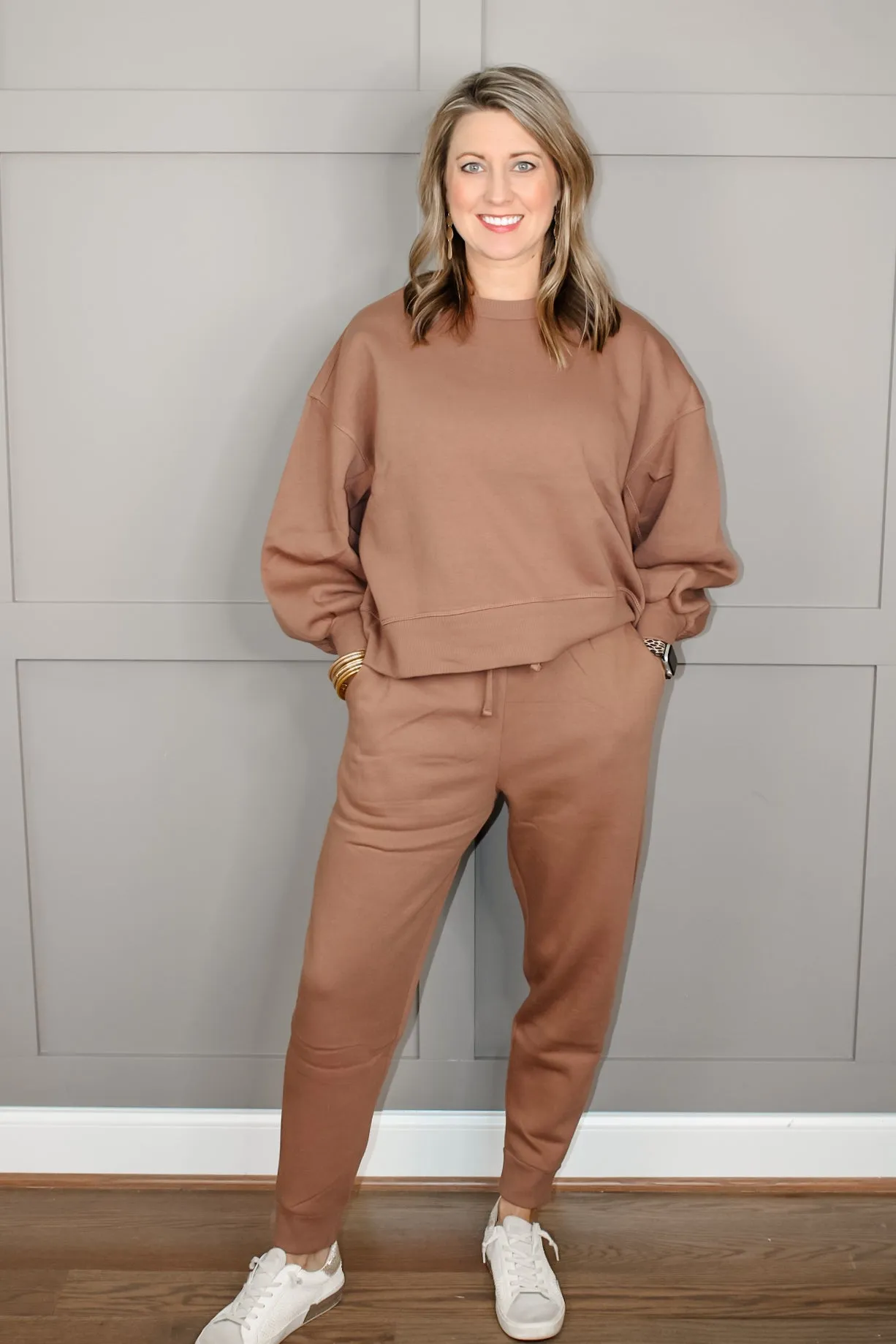 Balloon Sleeve Sweatshirt & Sweatpants Set