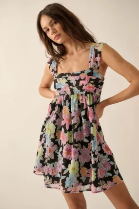 Beaming Blossoms Floral Chiffon Mini Dress