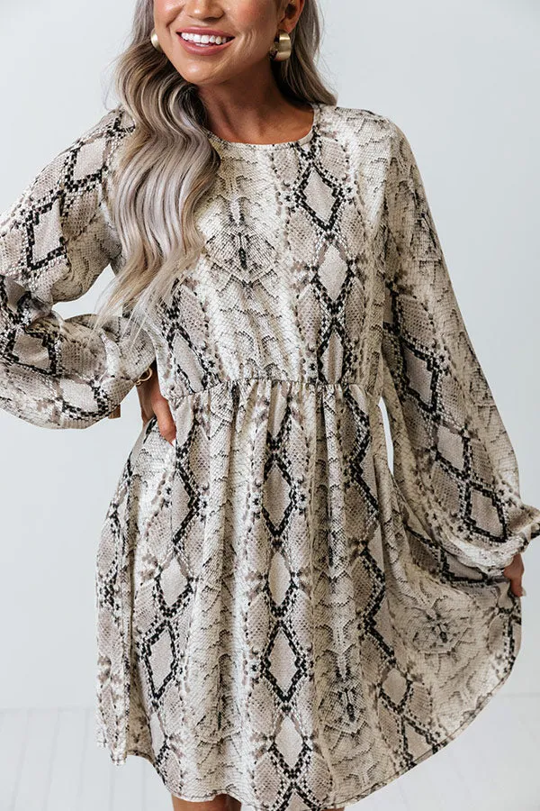 Besotted Beauty Babydoll Dress In Taupe