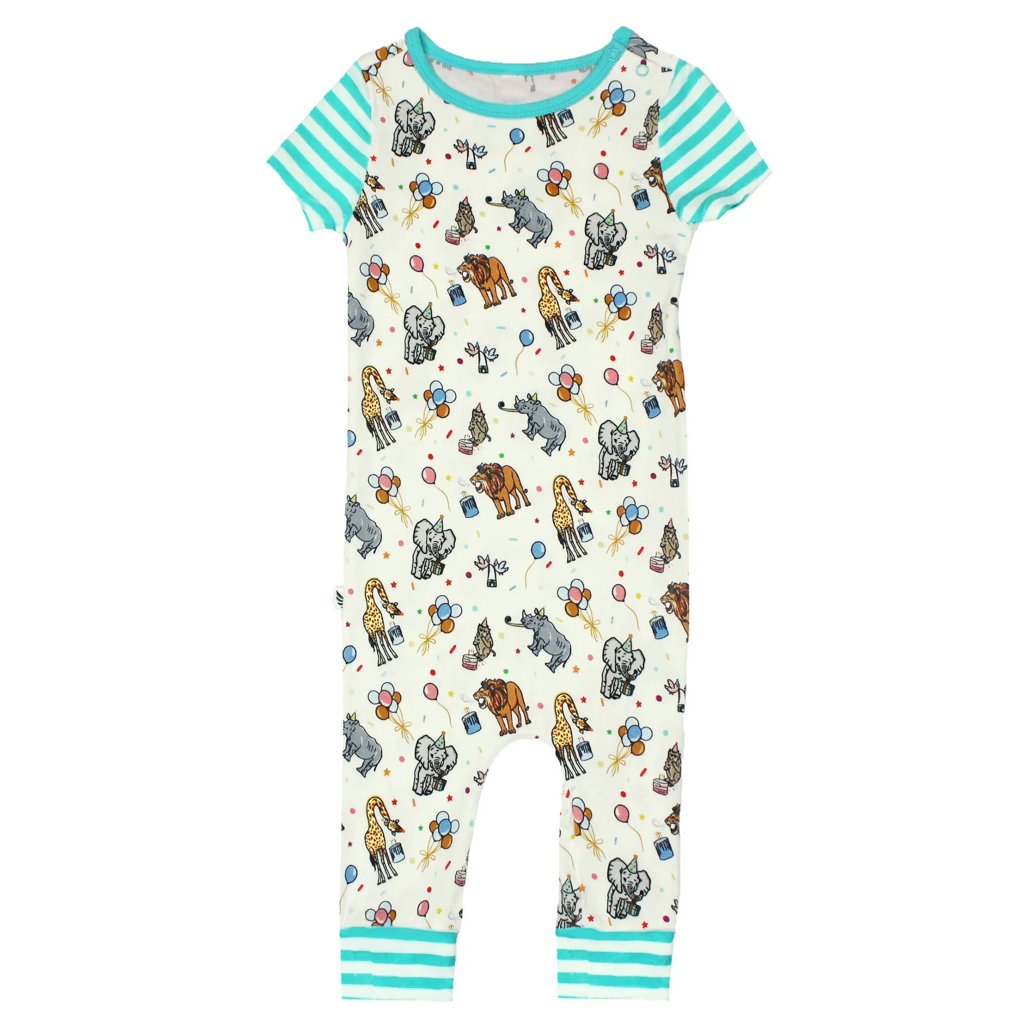 Birthday Party Animals Take the Cake Romper with Side Zipper (0-3T)