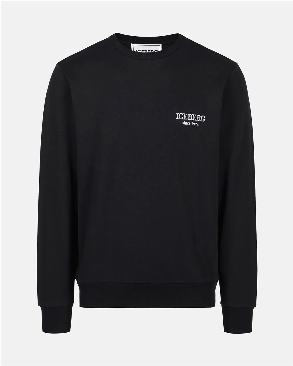 Black crewneck sweatshirt with embroidered Iceberg (Black) - I24E01163009000