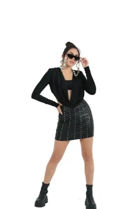 Black Studded Mini Skirt