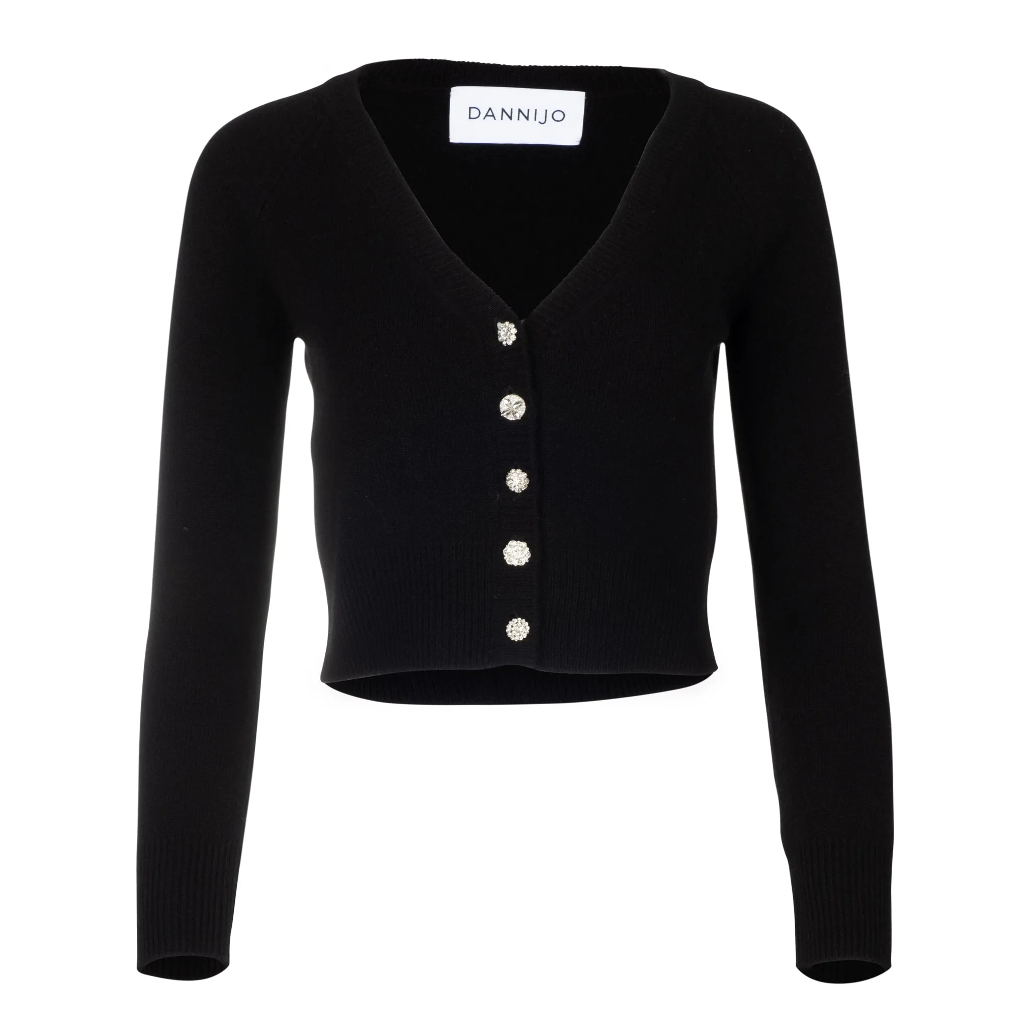 Black V-Neck Cropped Cardigan