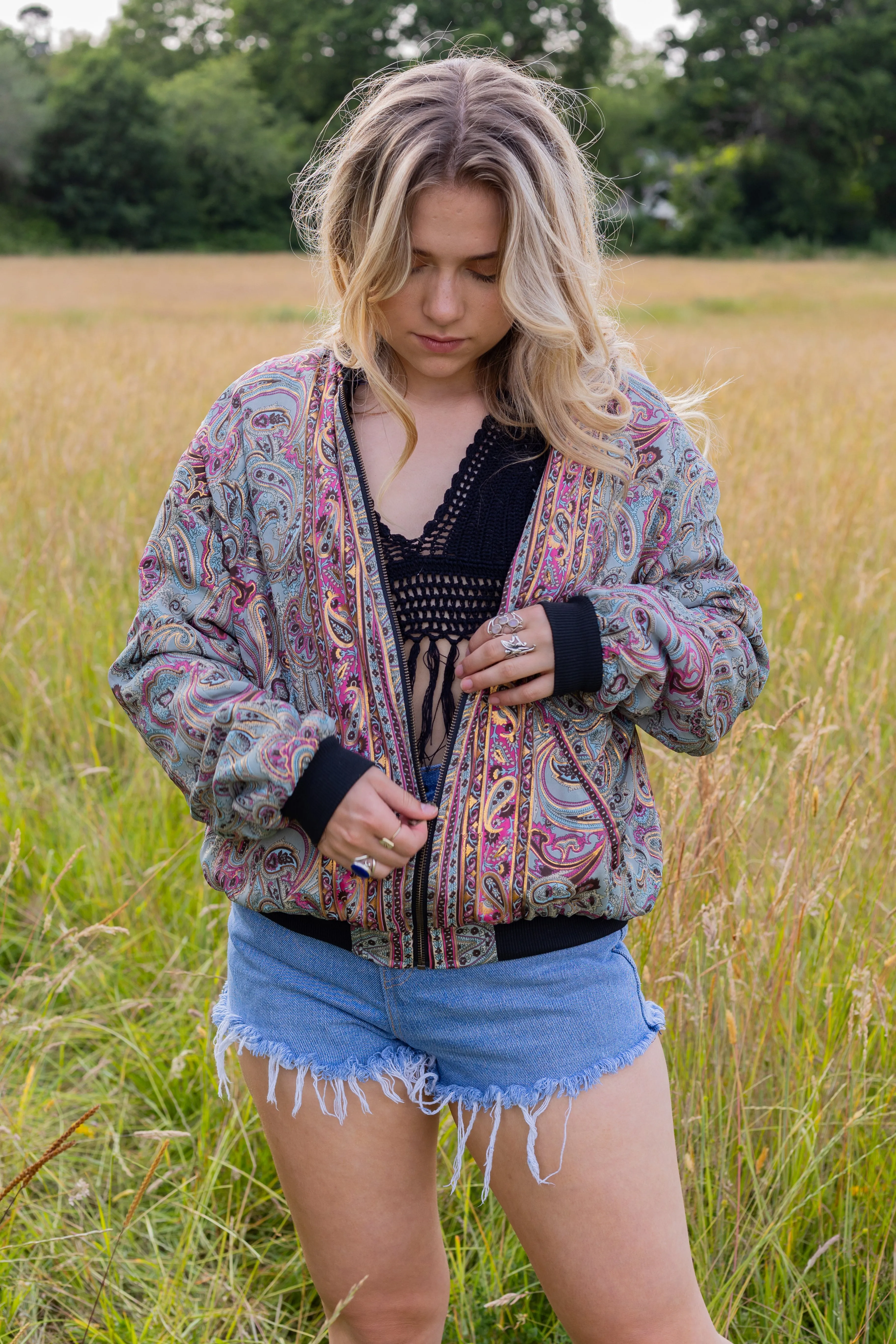 Bomber Jacket - Recycled Sari  | Medium ( UK size 12 - 14)