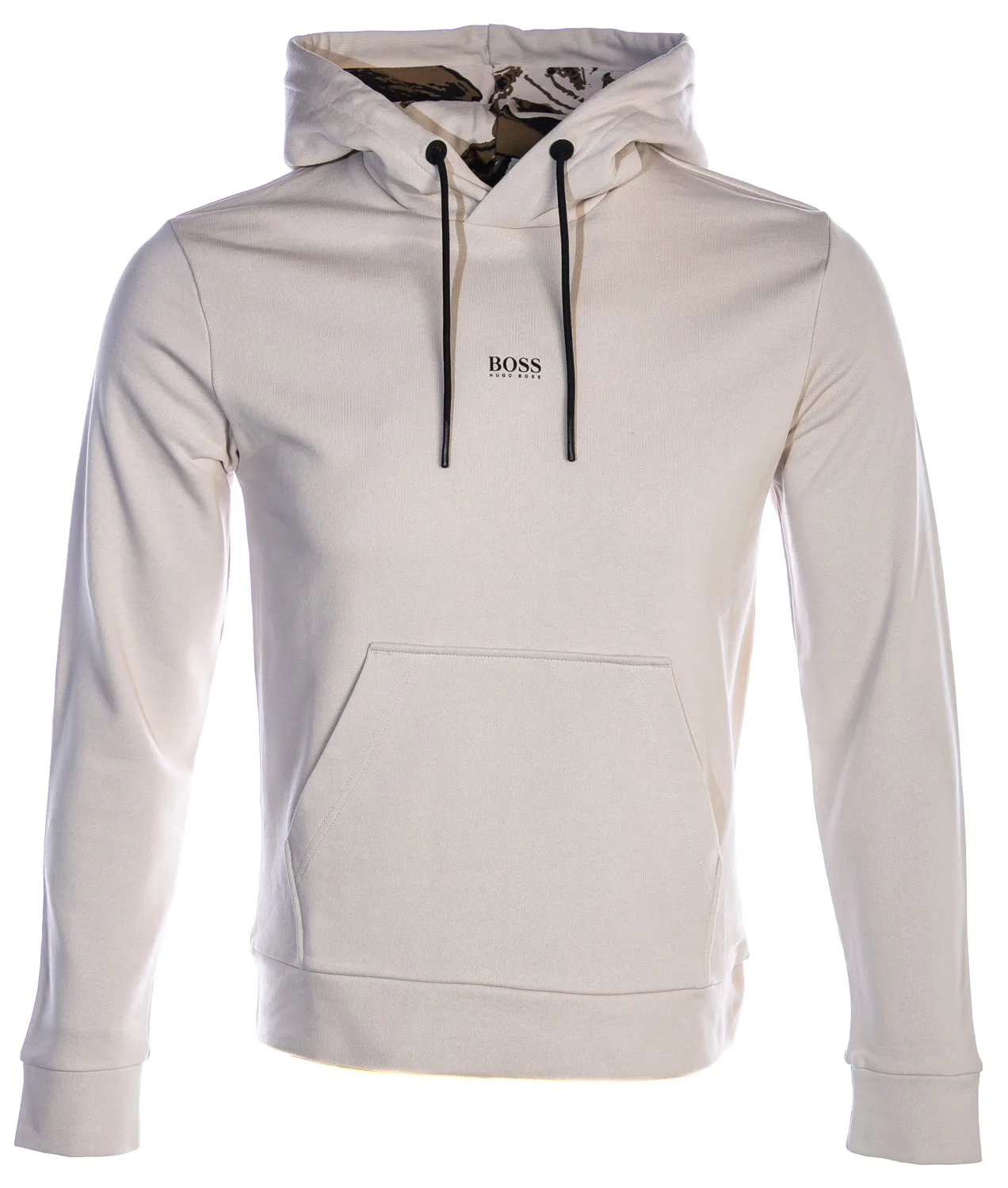 BOSS Wkapok Hooded Sweat Top in Beige