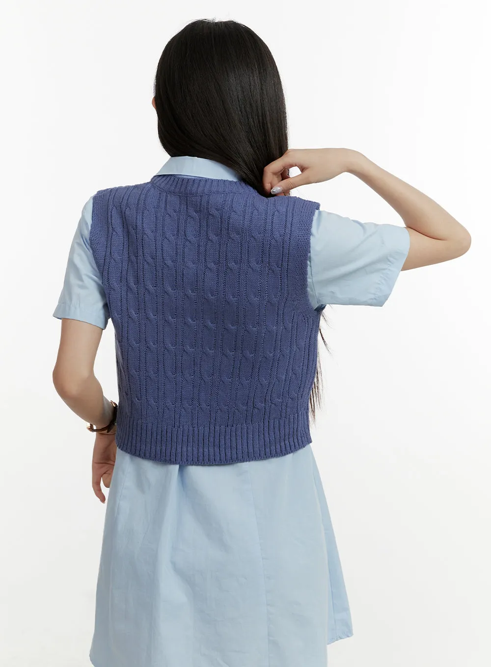 Cable Knit V-Neck Vest OY413