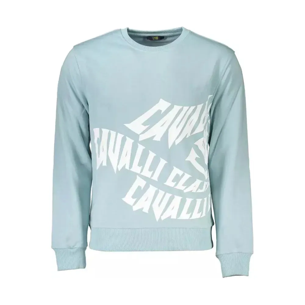 Cavalli Class Light Blue Cotton Men Sweater