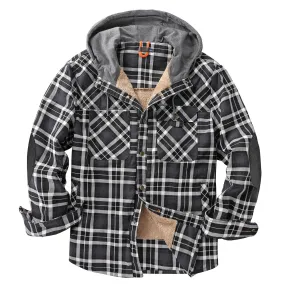 CHECKERED SHIRT WITH FLEECE PLUS EXTRA SIZE WINTER WINDPROOF AND WARM HOODED PURE COTTON JACKET