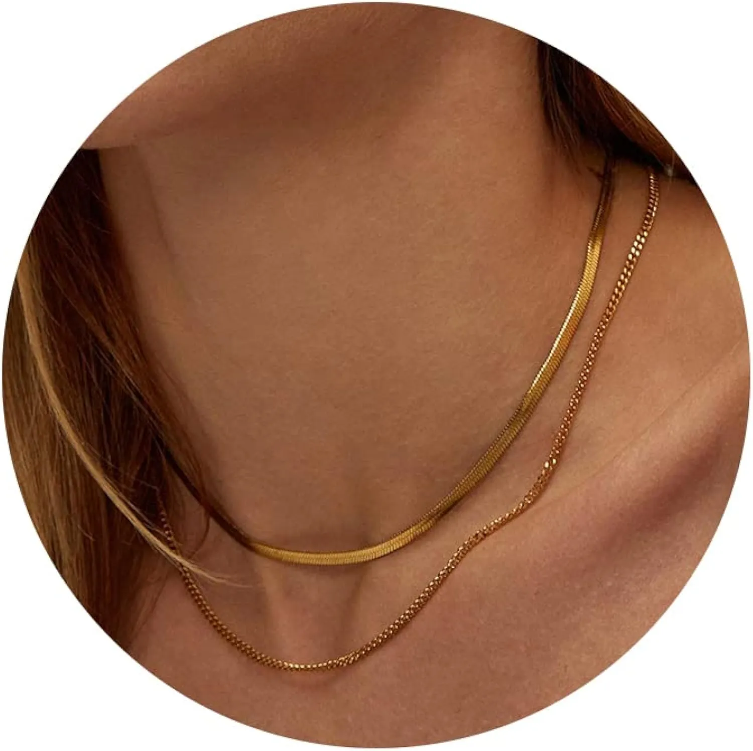 CHESKY 14K Gold/Silver Plated Snake Chain Necklace Herringbone Necklace Gold Choker Necklaces for Women Girl Gifts Jewelry 1.5/3/5MM(W) 14"/16"(L)