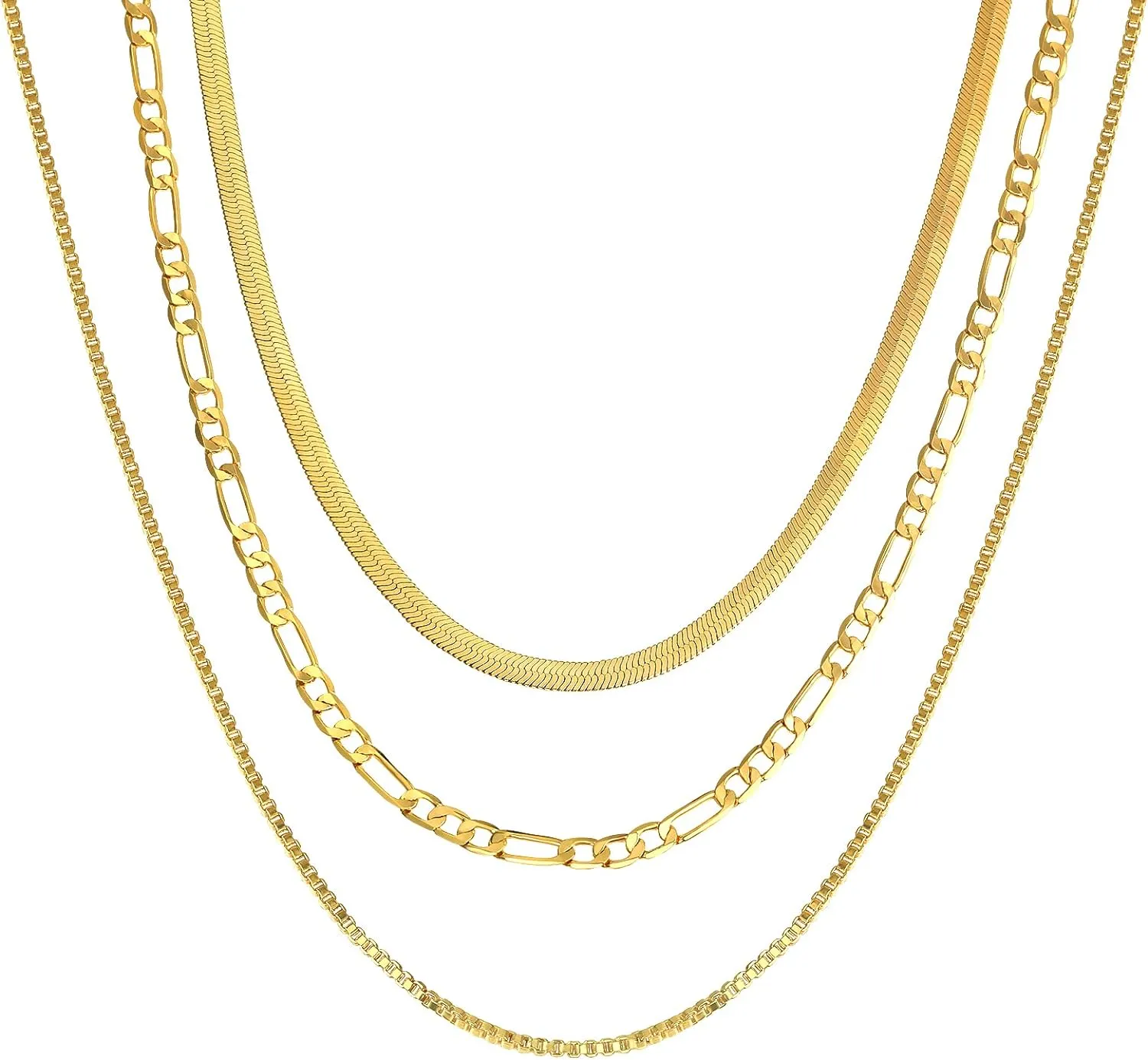 CHESKY 14K Gold/Silver Plated Snake Chain Necklace Herringbone Necklace Gold Choker Necklaces for Women Girl Gifts Jewelry 1.5/3/5MM(W) 14"/16"(L)