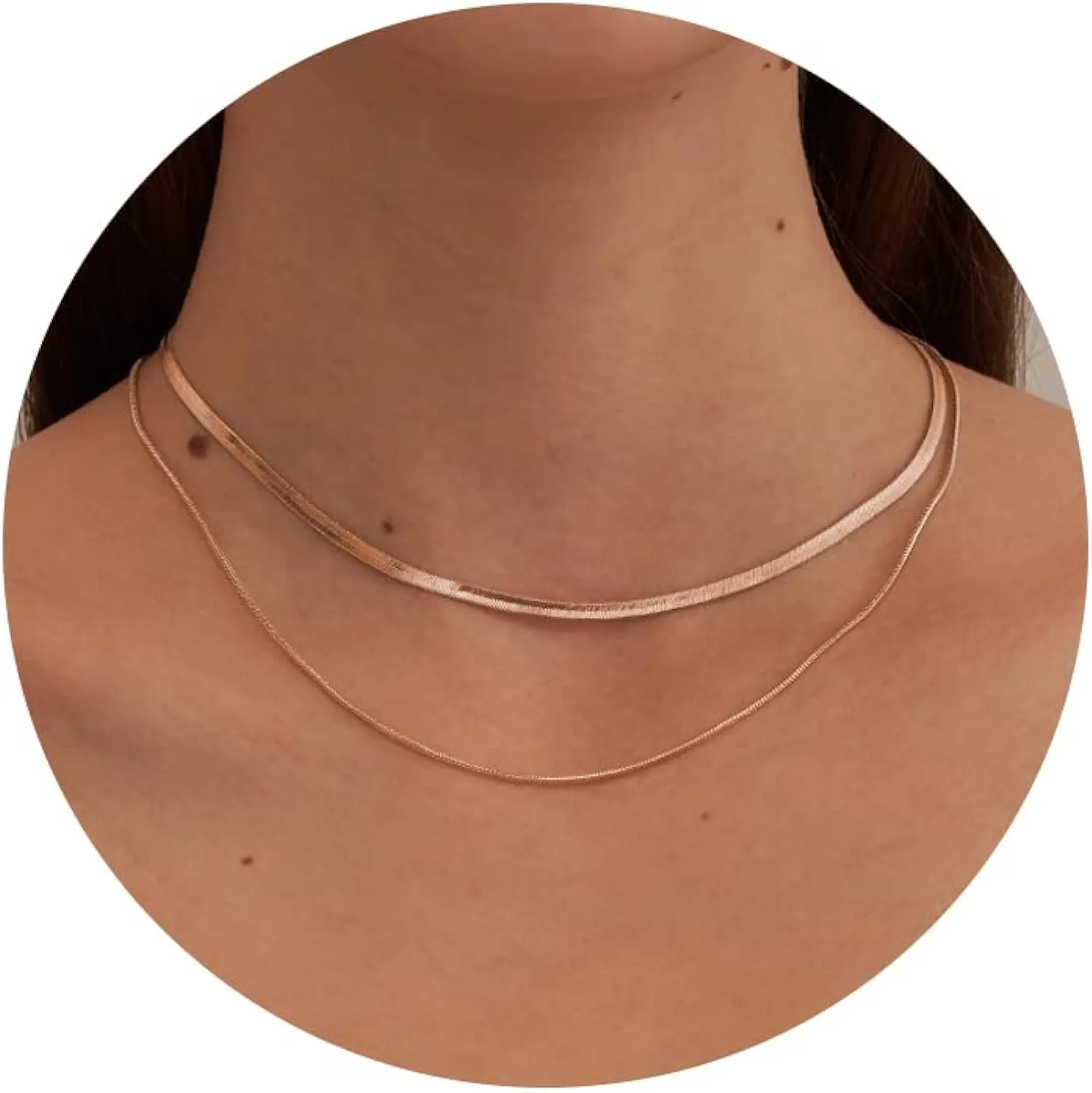 CHESKY 14K Gold/Silver Plated Snake Chain Necklace Herringbone Necklace Gold Choker Necklaces for Women Girl Gifts Jewelry 1.5/3/5MM(W) 14"/16"(L)