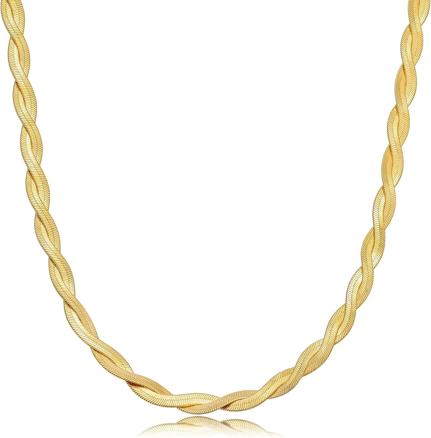 CHESKY 14K Gold/Silver Plated Snake Chain Necklace Herringbone Necklace Gold Choker Necklaces for Women Girl Gifts Jewelry 1.5/3/5MM(W) 14"/16"(L)