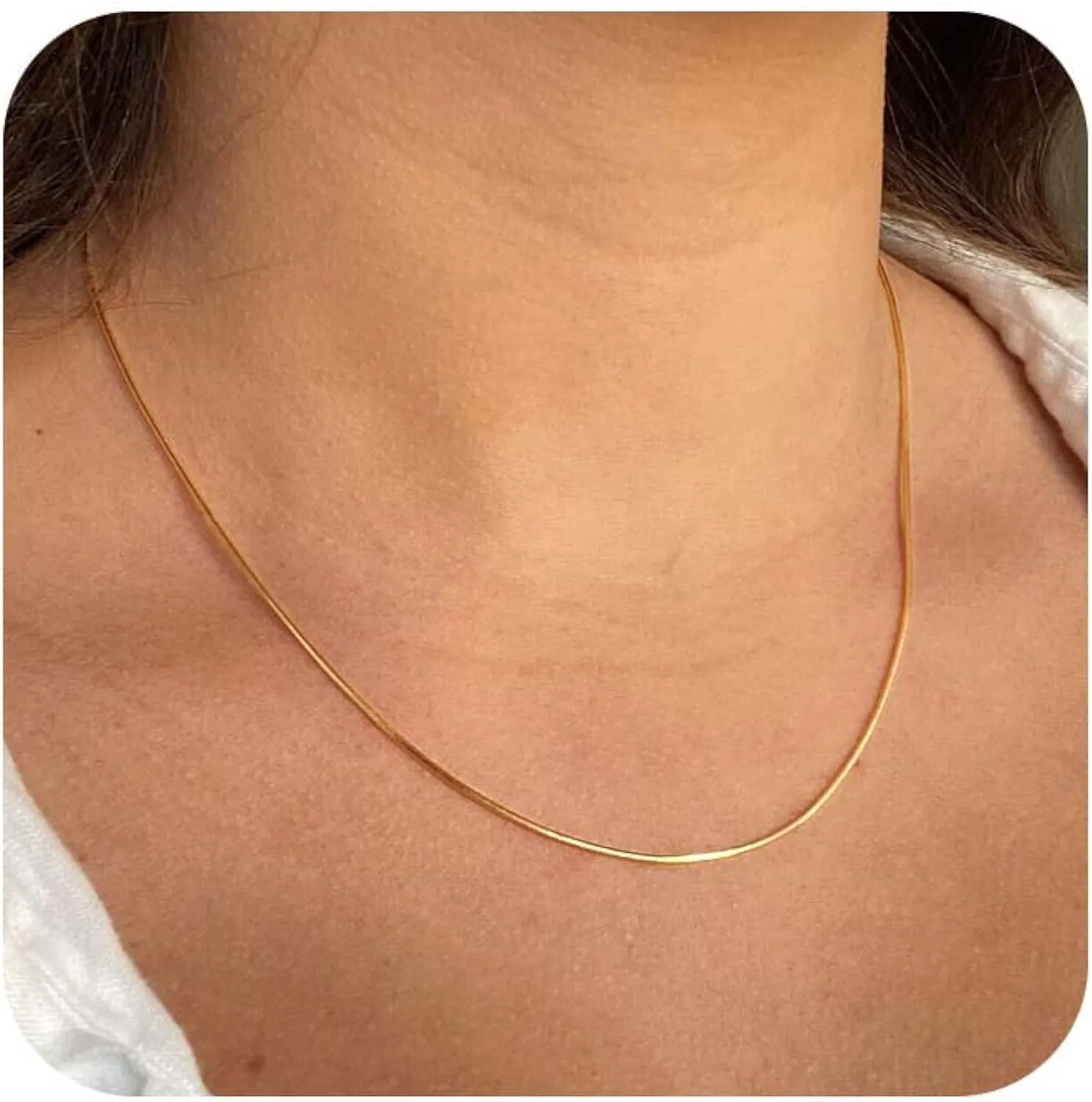 CHESKY 14K Gold/Silver Plated Snake Chain Necklace Herringbone Necklace Gold Choker Necklaces for Women Girl Gifts Jewelry 1.5/3/5MM(W) 14"/16"(L)