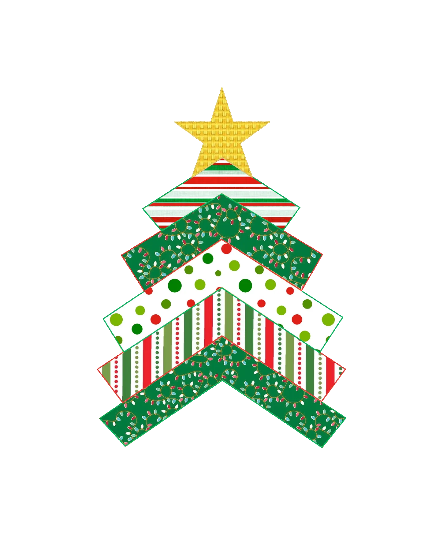 Christmas Tree with Star Bean Stitch Appliqué Sweatshirt Design for Machine Embroidery design file