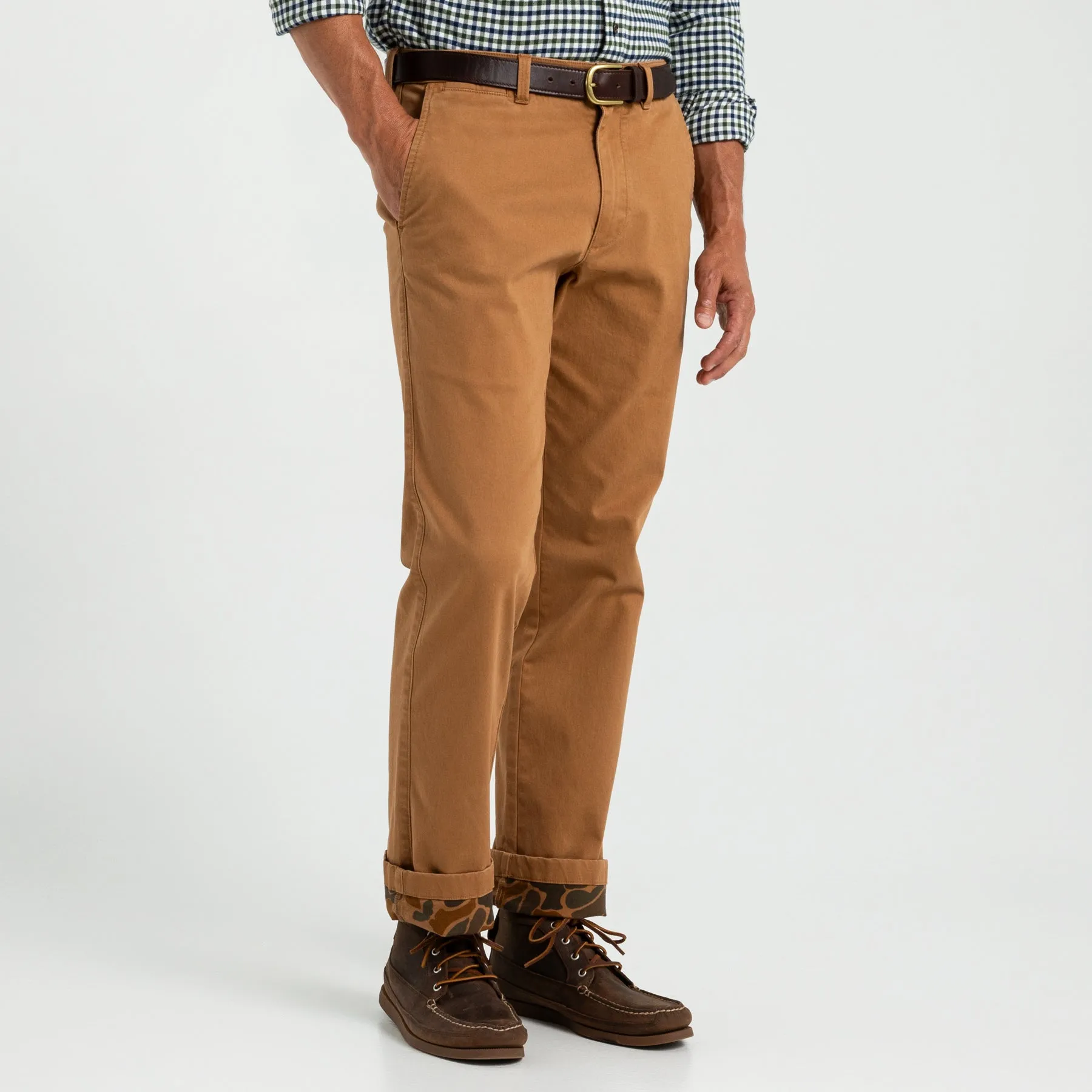 Classic Fit Brushed Back Gold School Chino - Dark Amber