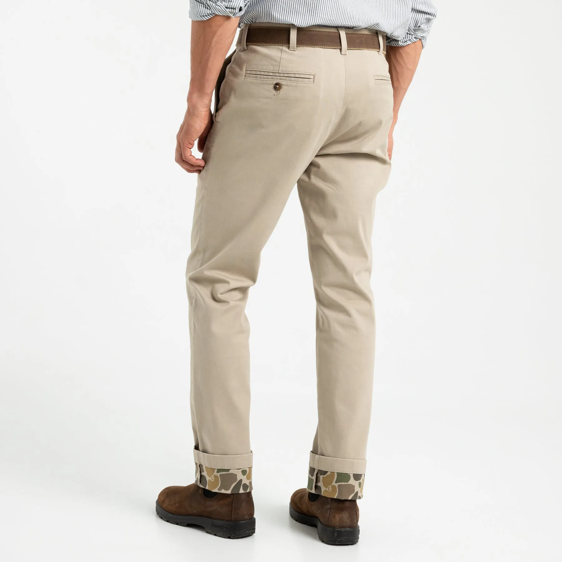 Classic Fit Brushed Back Gold School Chino - Khaki