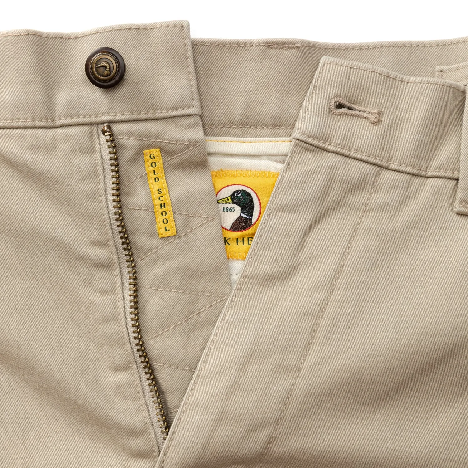 Classic Fit Brushed Back Gold School Chino - Khaki