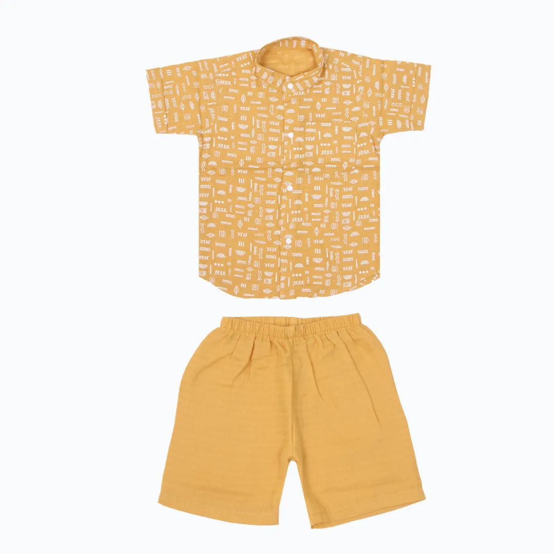 Collared Co-ord sets for kids -  Mustard