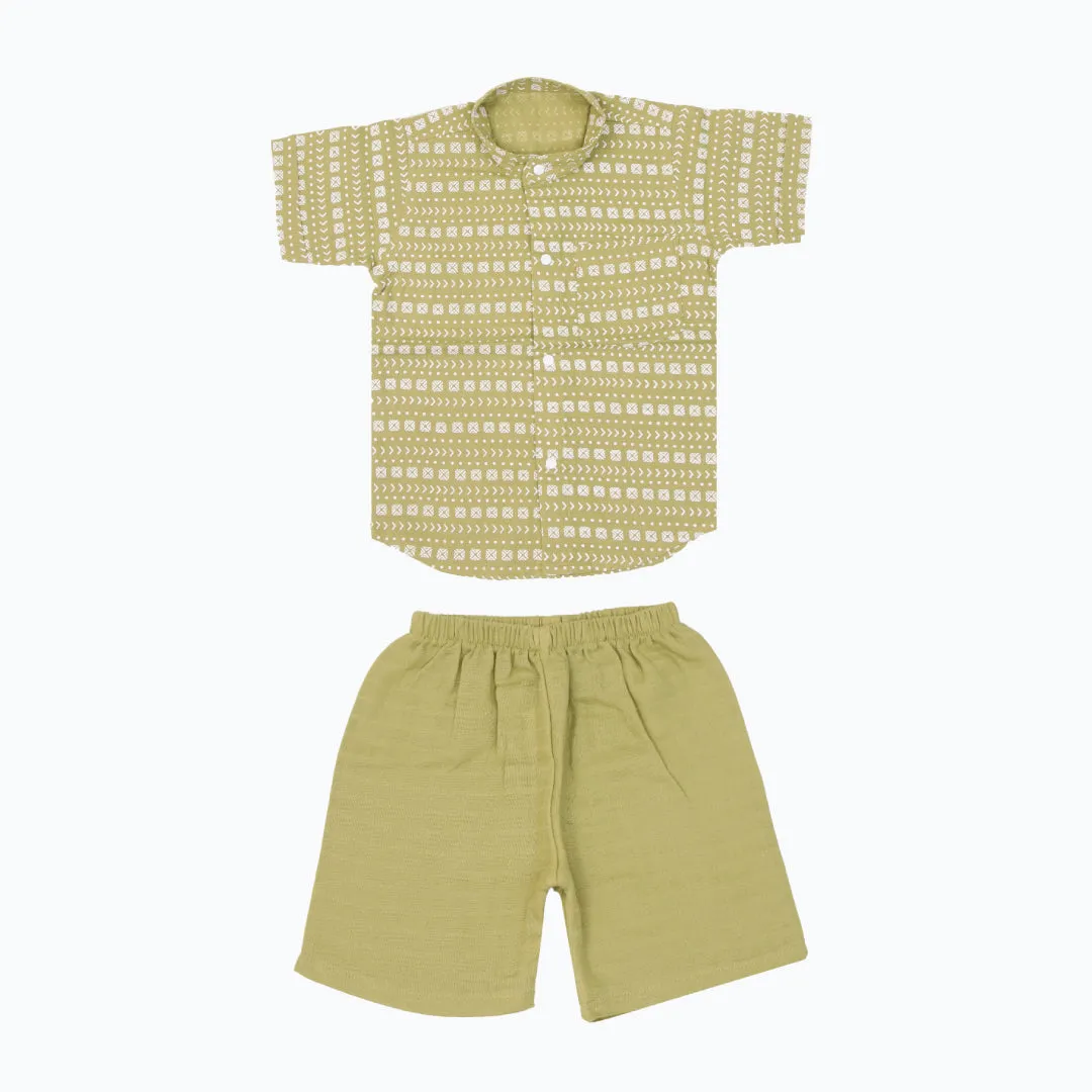 Collared Co-ord sets for kids - Olive