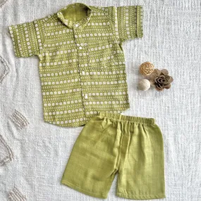 Collared Co-ord sets for kids - Olive