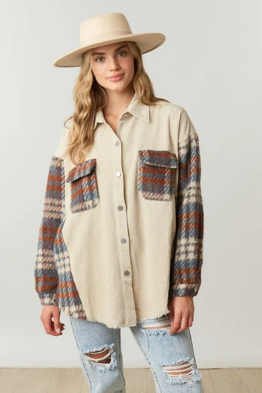 Corduroy Flannel Mix Sand Jacket