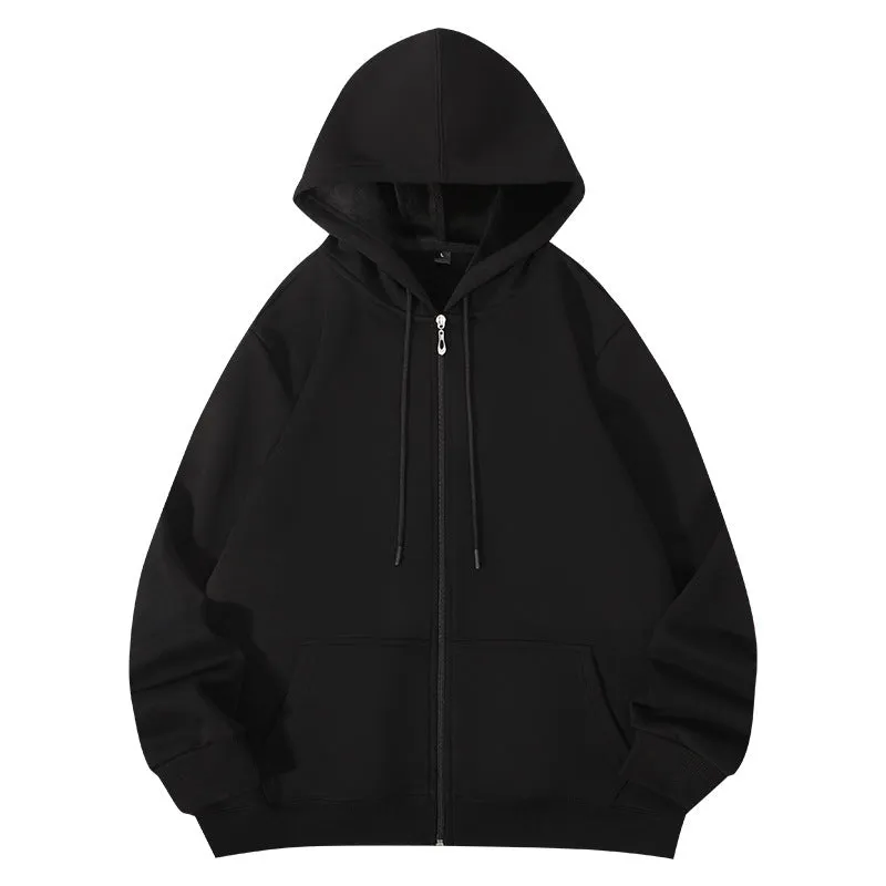 COTTON HOODED ZIPPER SWEATSHIRT WITH FLEECE AUTUMN AND WINTER NEW TOP, WARM JACKET