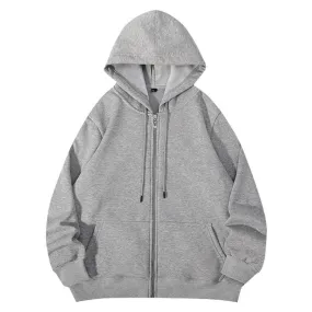 COTTON HOODED ZIPPER SWEATSHIRT WITH FLEECE AUTUMN AND WINTER NEW TOP, WARM JACKET