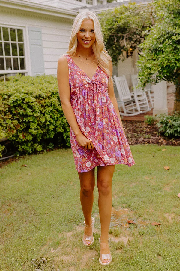 Dancing In The Rain Floral Babydoll Dress In Rose