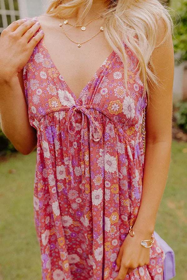 Dancing In The Rain Floral Babydoll Dress In Rose